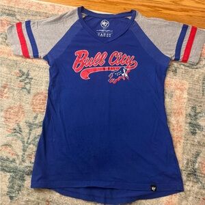 47 Brand Womens Blue and Gray Bull City Tee